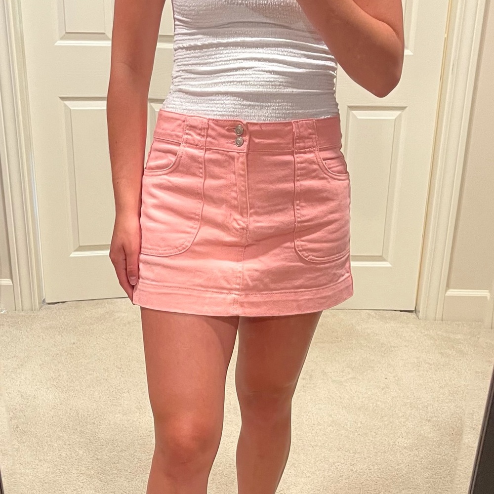 Pink Denim Mini Skirt